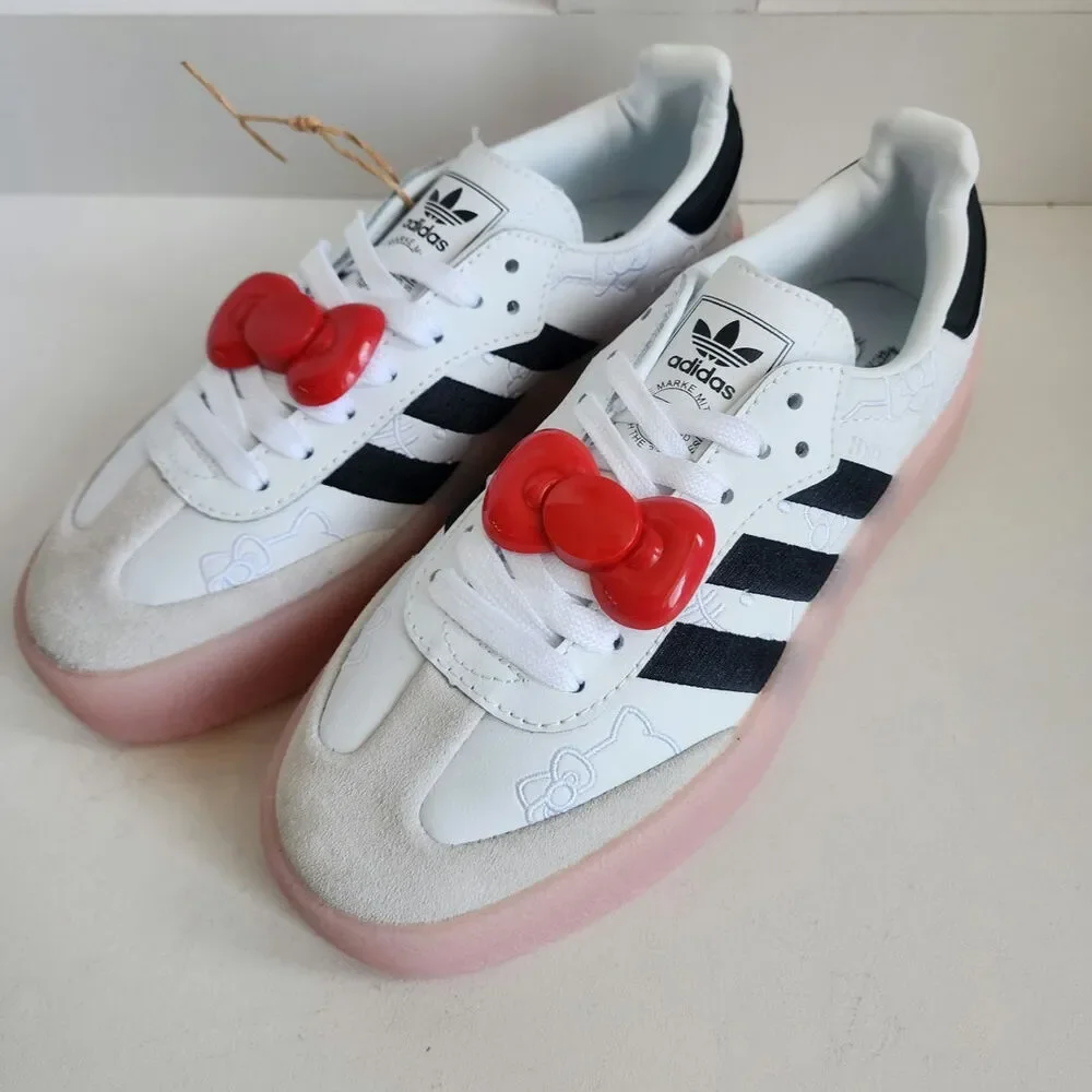 Adidas Hello Kitty HK x Sambae‎ White Black Pink Red Bow Women's 7 NEW- IG4450